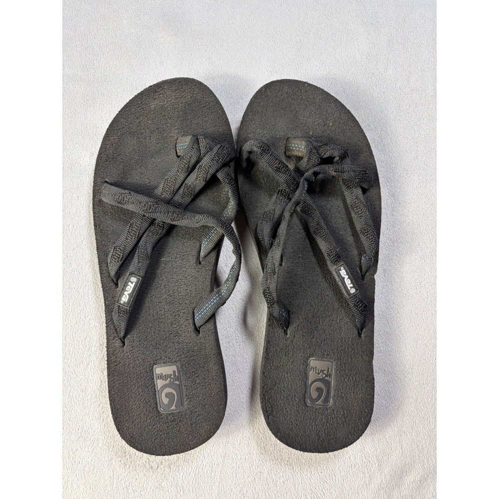 Teva Mush Mandalyn Wedge 2 Black Blue Strappy Sandals 6840B Womens 7